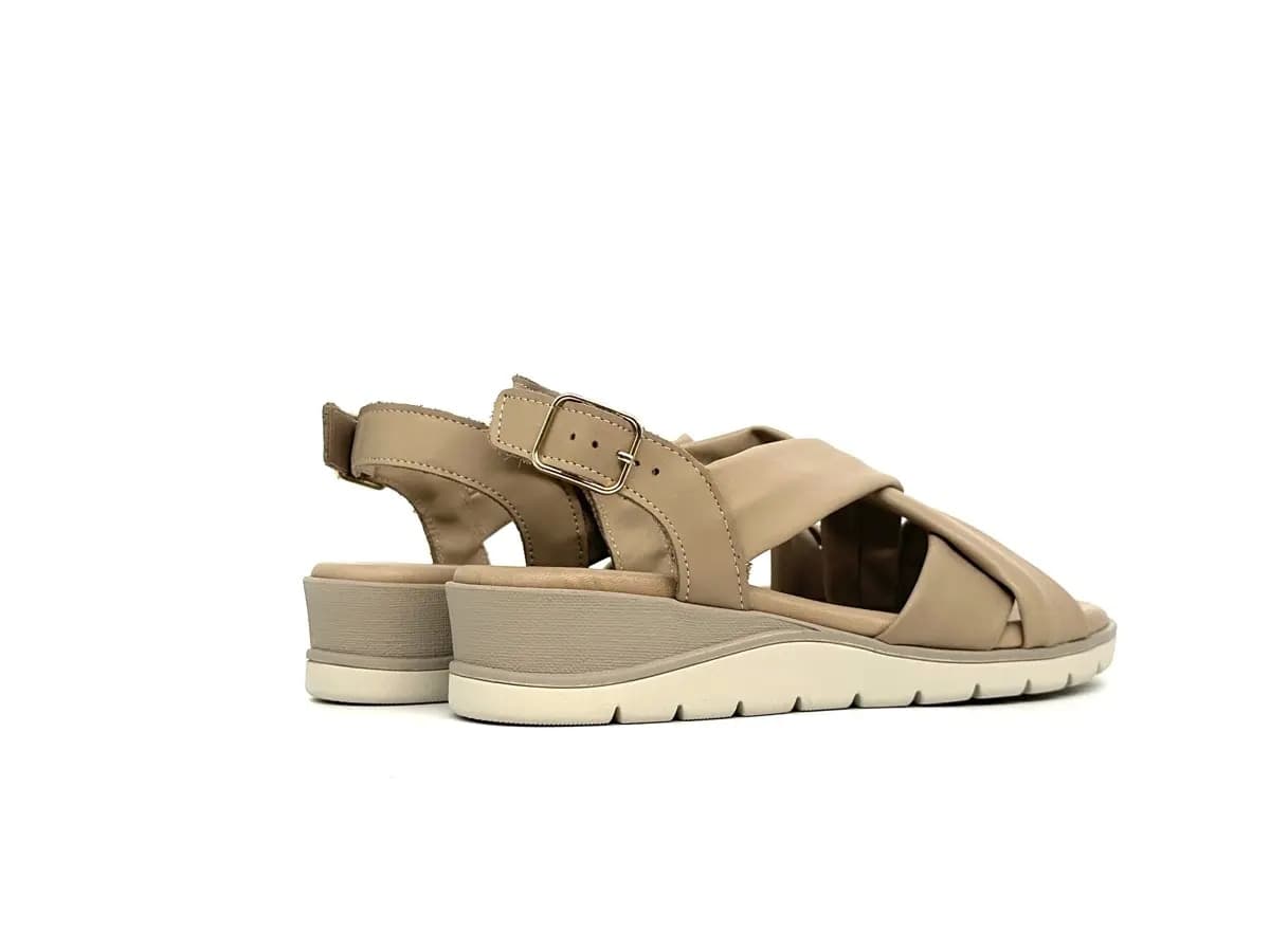 Cinzia Soft sandali donna pelle sahara con zeppa e fasce incrociate - 2