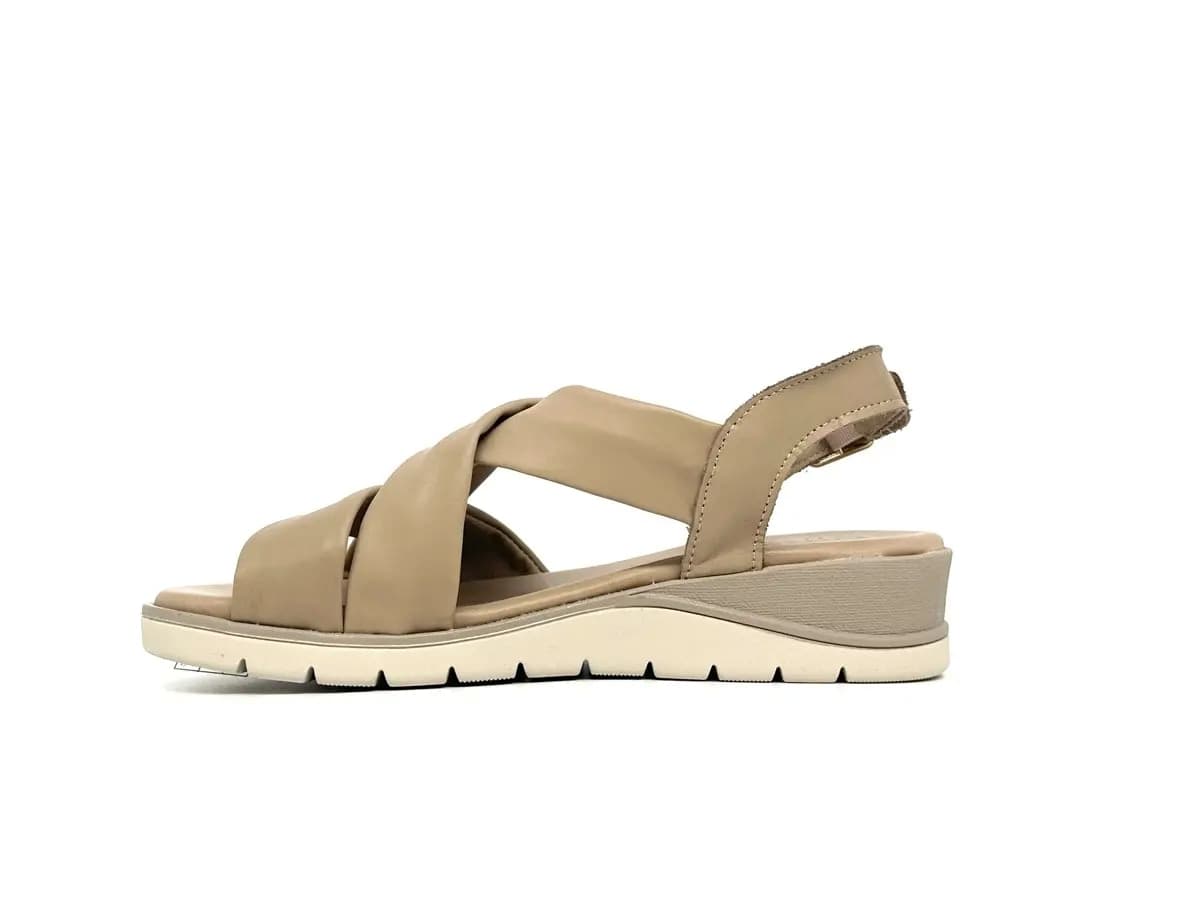 Cinzia Soft sandali donna pelle sahara con zeppa e fasce incrociate - 5