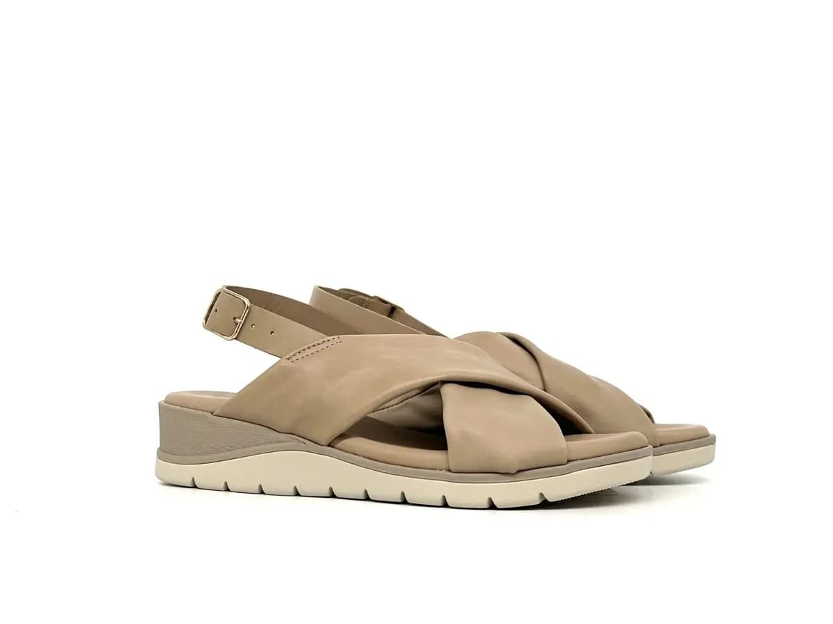 Cinzia Soft sandali donna pelle sahara con zeppa e cinturino regolabile - 7