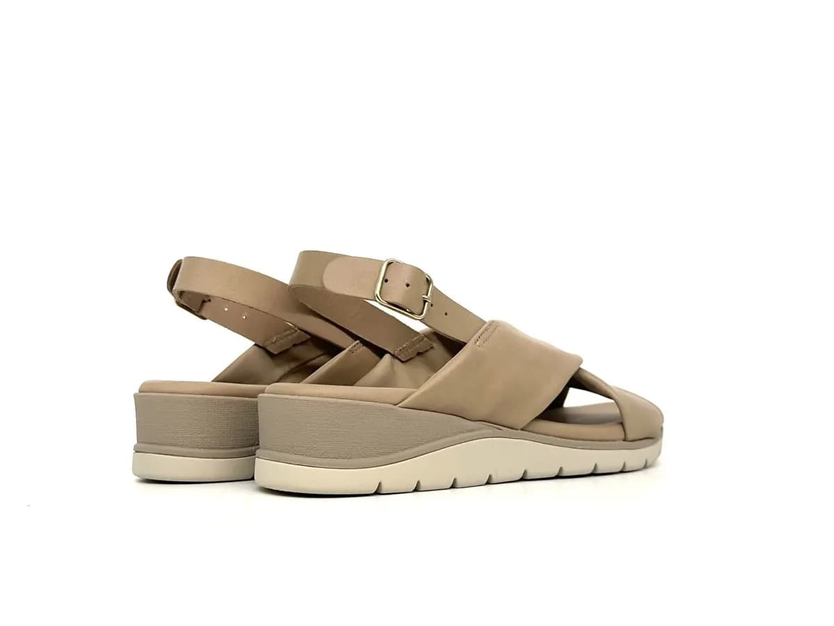 Cinzia Soft sandali donna pelle sahara con zeppa e cinturino regolabile - 2