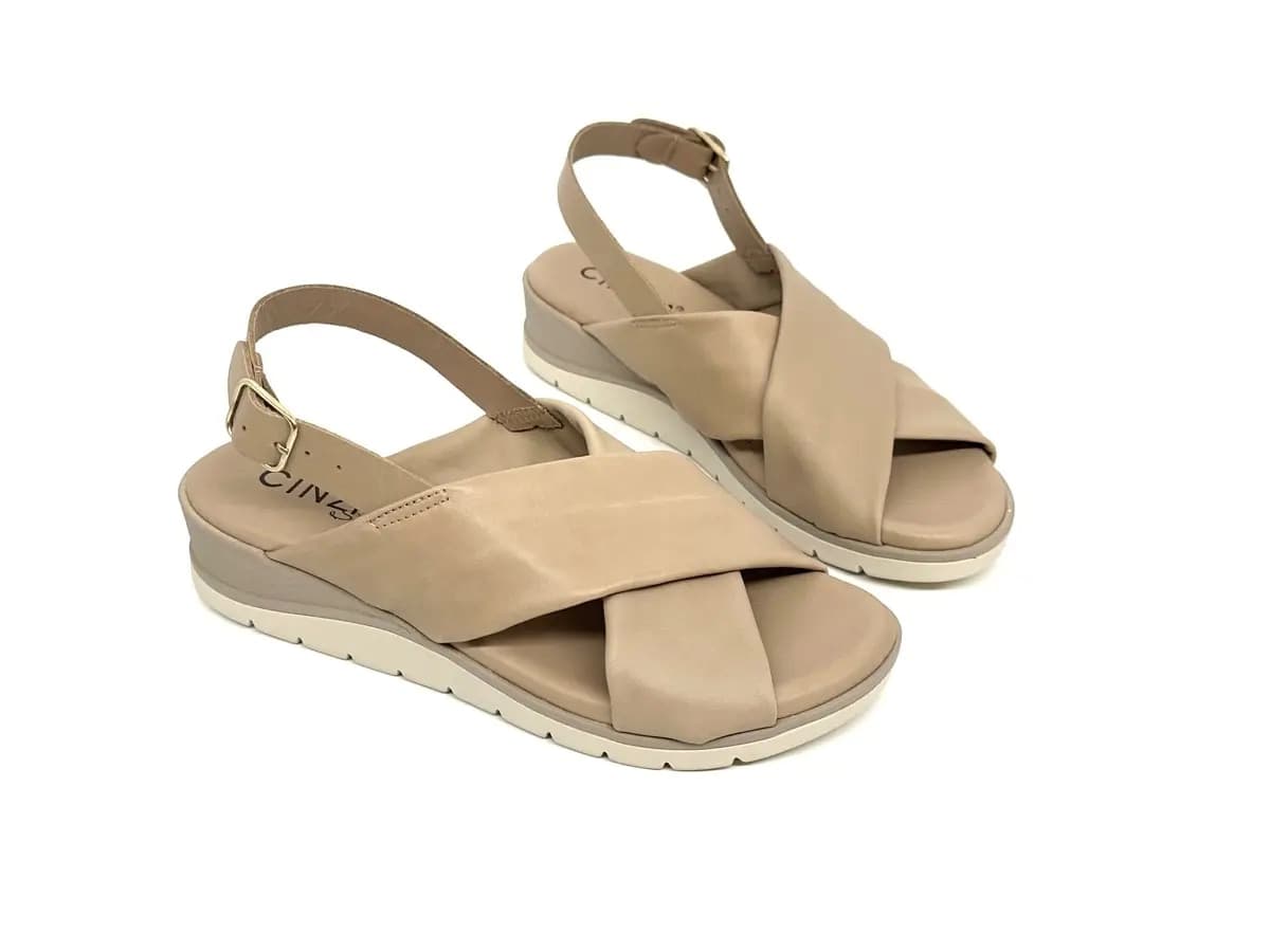 Cinzia Soft sandali donna pelle sahara con zeppa e cinturino regolabile - 3