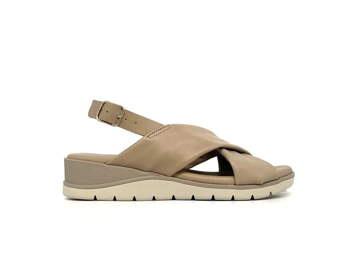 Cinzia Soft sandali donna pelle sahara con zeppa e cinturino regolabile - 5