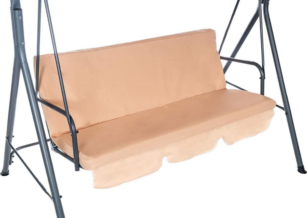 DONDOLO ALTALENA 3 POSTI CON TETTO PARASOLE REGOLABILE PER GIARDINO TERRAZZO BEIGE 349005 - 3