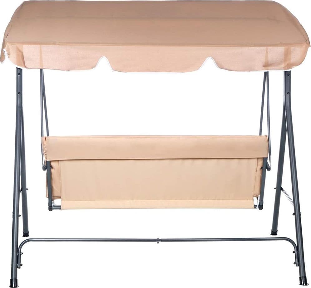 DONDOLO ALTALENA 3 POSTI CON TETTO PARASOLE REGOLABILE PER GIARDINO TERRAZZO BEIGE 349005 - 6