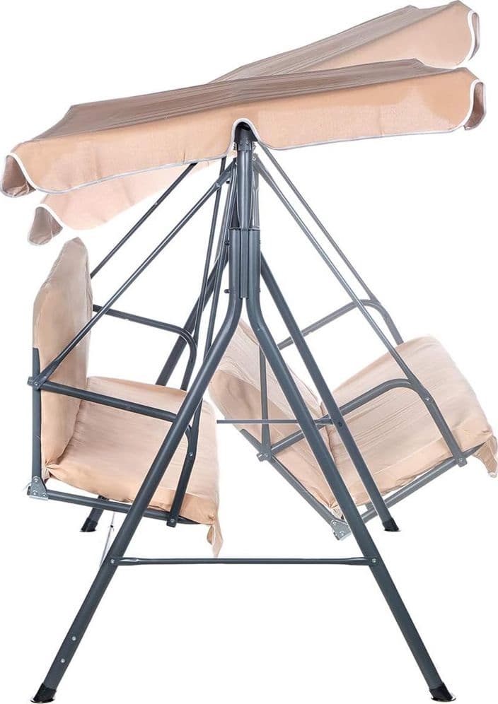 DONDOLO ALTALENA 3 POSTI CON TETTO PARASOLE REGOLABILE PER GIARDINO TERRAZZO BEIGE 349005 - 8