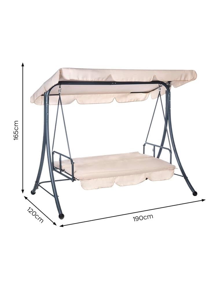 DONDOLO LETTO DA GIARDINO 3 POSTI CON TETTUCCIO PARASOLE ORIENTABILE STRUTTURA IN ACCIAIO - 15