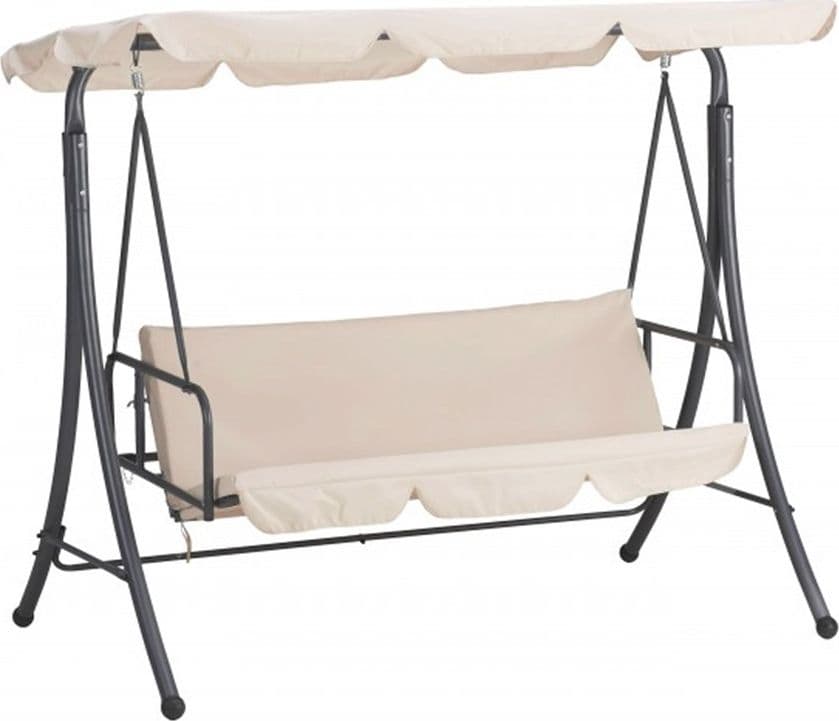 DONDOLO LETTO DA GIARDINO 3 POSTI CON TETTUCCIO PARASOLE ORIENTABILE STRUTTURA IN ACCIAIO - 9