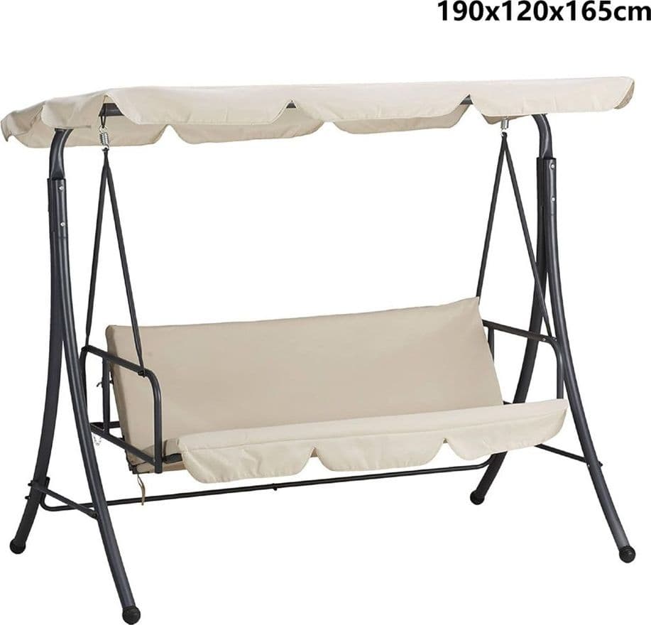 DONDOLO LETTO DA GIARDINO 3 POSTI CON TETTUCCIO PARASOLE ORIENTABILE STRUTTURA IN ACCIAIO - 10