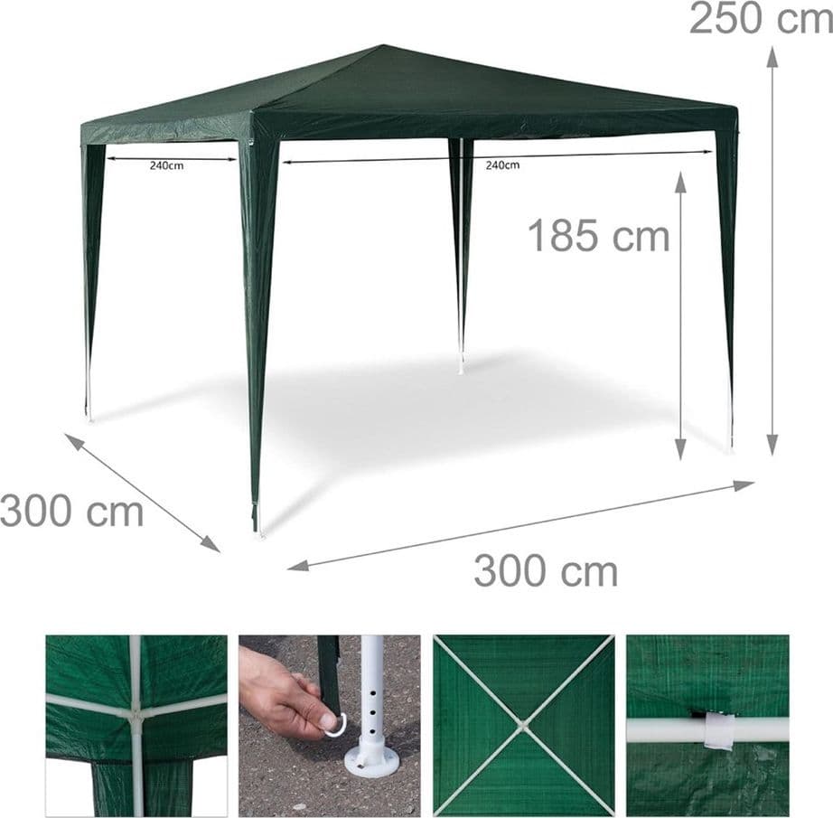 GAZEBO 3X3MT TENDA ESTERNI ARREDO GIARDINO ANTIPIOGGIA IDROREPELLENTE VERDE 182007 - 4