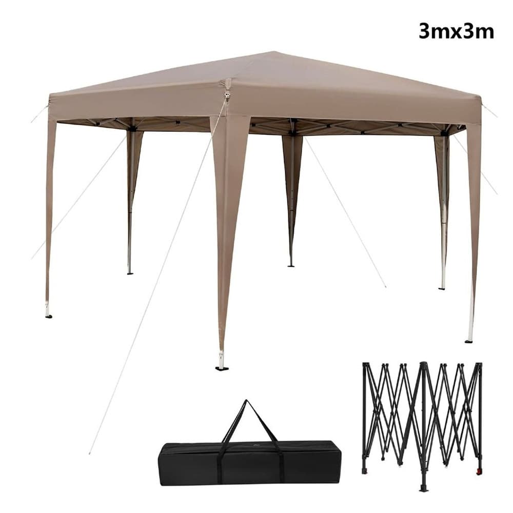GAZEBO TENDA RICHIUDIBILE DA GIARDINO ESTERNO 3X3MT PER CAMPEGGI FESTA CON BORSA TRASPORTO - 7