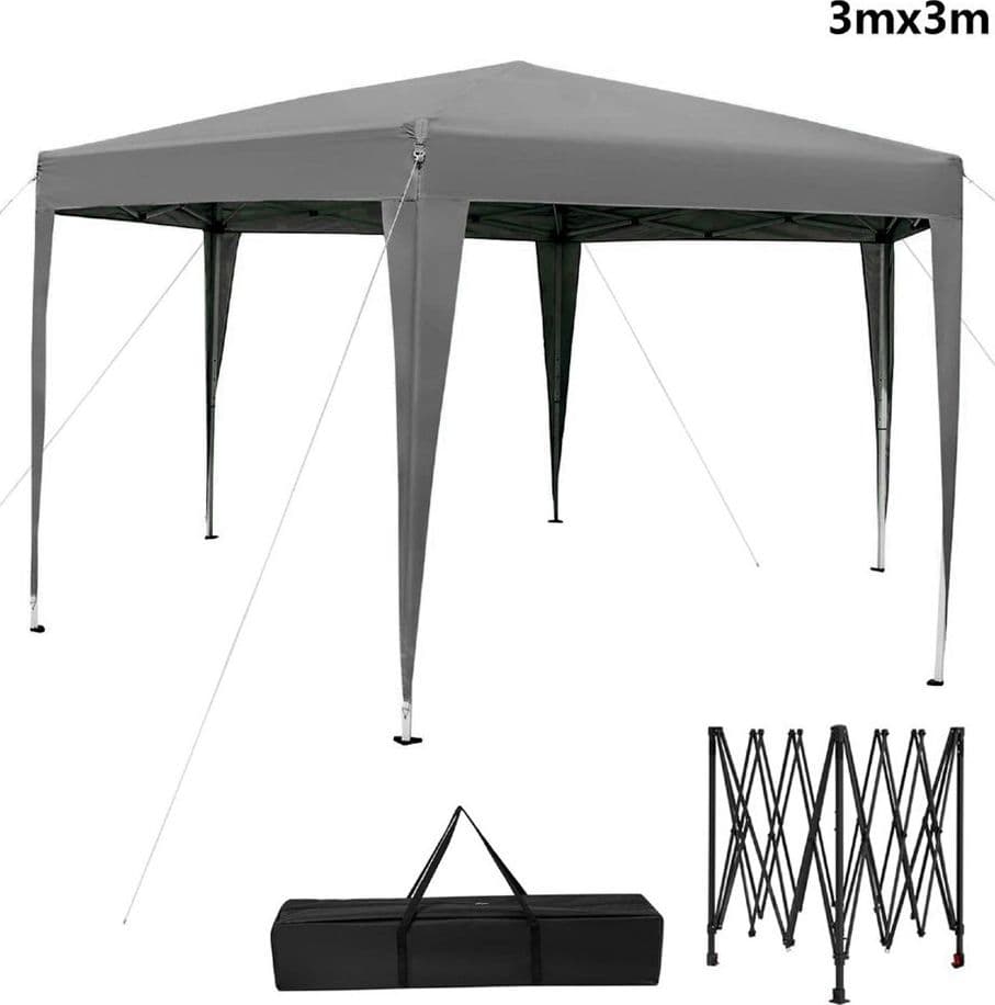 GAZEBO TENDA RICHIUDIBILE DA GIARDINO ESTERNO 3X3MT PER CAMPEGGI FESTA CON BORSA TRASPORTO - 3