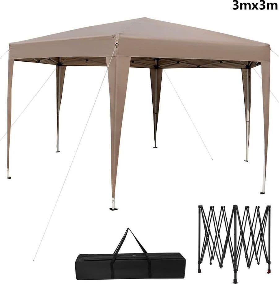 GAZEBO TENDA RICHIUDIBILE DA GIARDINO ESTERNO 3X3MT PER CAMPEGGI FESTA CON BORSA TRASPORTO - 5
