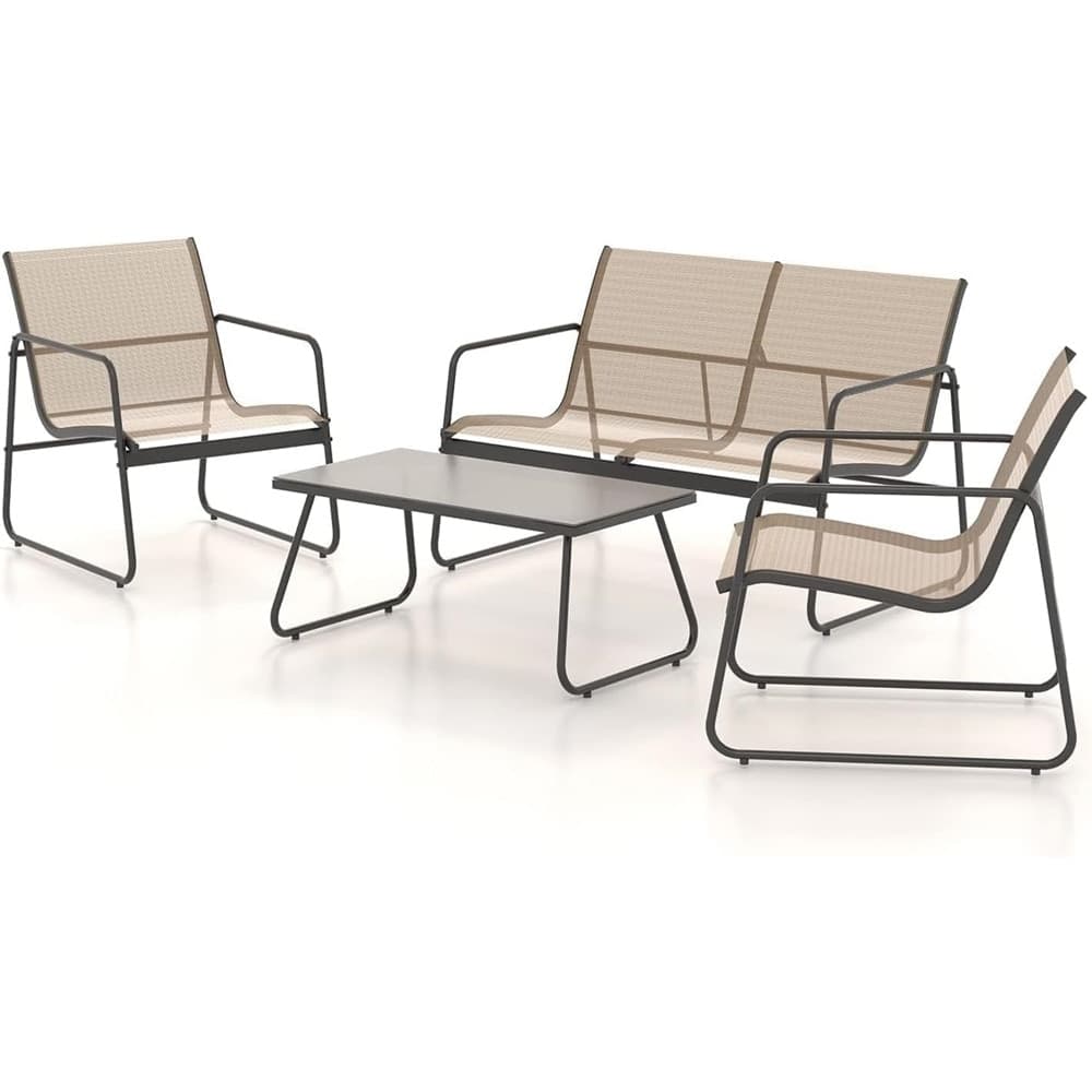 SET GIARDINO SALOTTO DA 4PZ DA ESTERNO CON DIVANO 2 POLTRONE TAVOLINO TORTORA 656003A