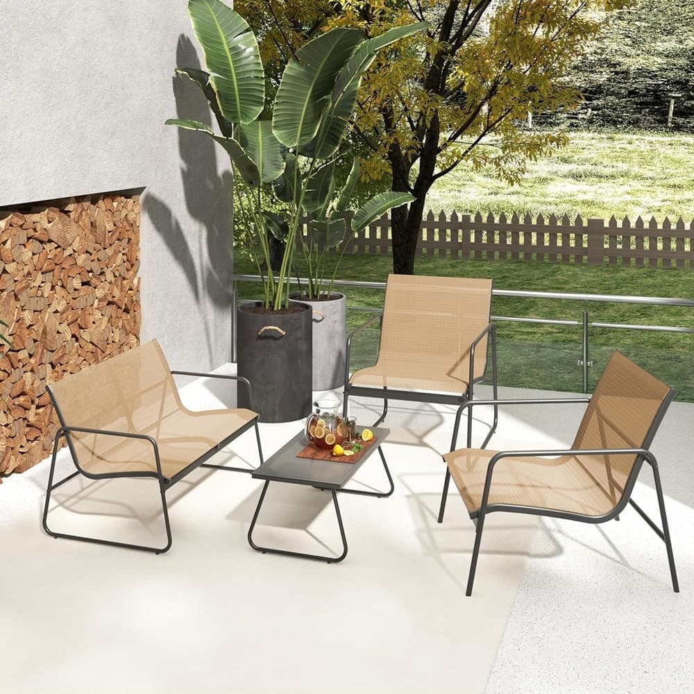 SET GIARDINO SALOTTO DA 4PZ DA ESTERNO CON DIVANO 2 POLTRONE TAVOLINO TORTORA 656003A - 3