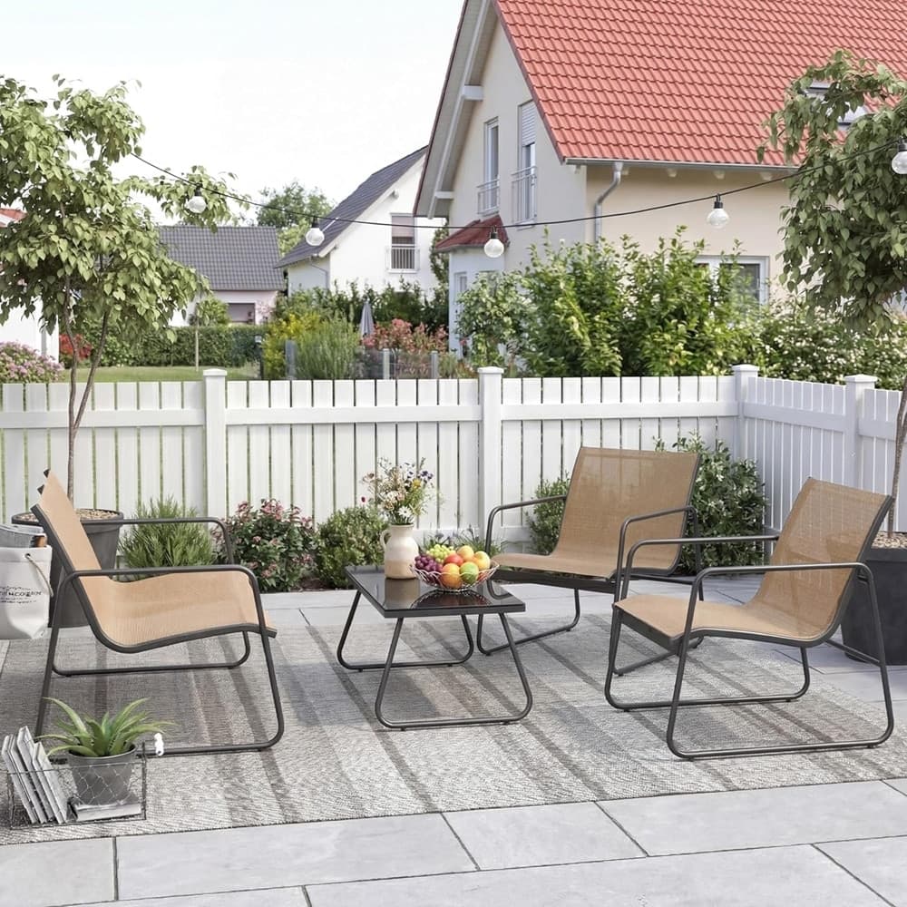 SET GIARDINO SALOTTO DA 4PZ DA ESTERNO CON DIVANO 2 POLTRONE TAVOLINO TORTORA 656003A - 4