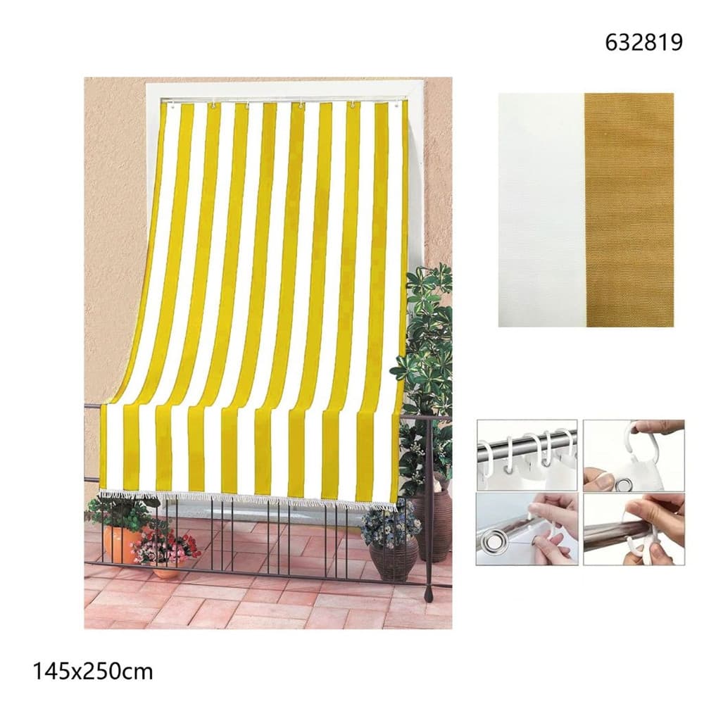 TENDA DA SOLE A RIGHE CON ANELLI PER PORTA ESTERNO BALCONE VERANDA GIARDINO 145X250CM - 18