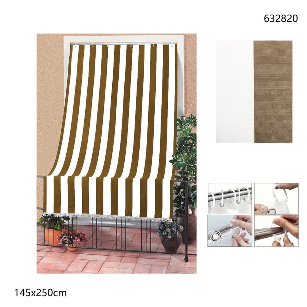 TENDA DA SOLE A RIGHE CON ANELLI PER PORTA ESTERNO BALCONE VERANDA GIARDINO 145X250CM - 19