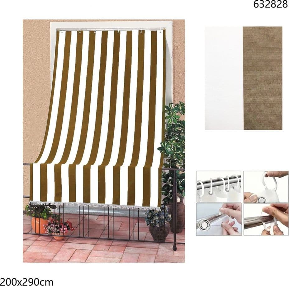 TENDA DA SOLE A RIGHE CON ANELLI PER PORTA ESTERNO BALCONE VERANDA GIARDINO 200X290CM - 13