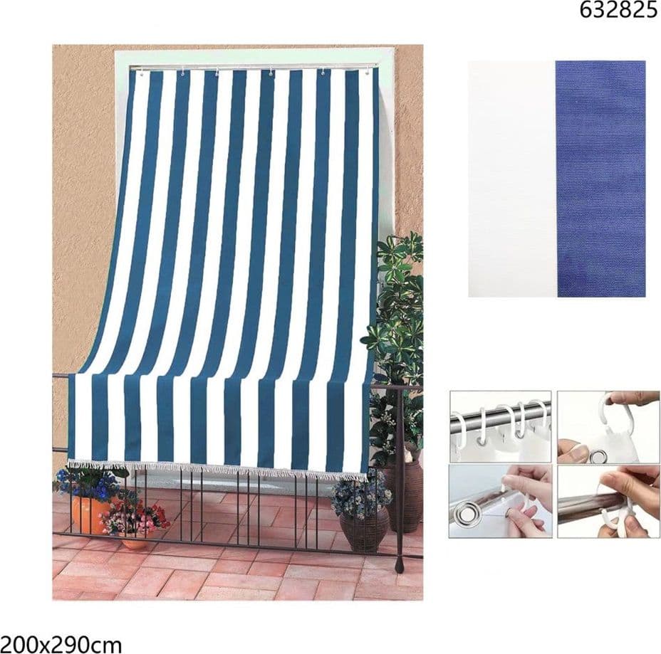 TENDA DA SOLE A RIGHE CON ANELLI PER PORTA ESTERNO BALCONE VERANDA GIARDINO 200X290CM - 4