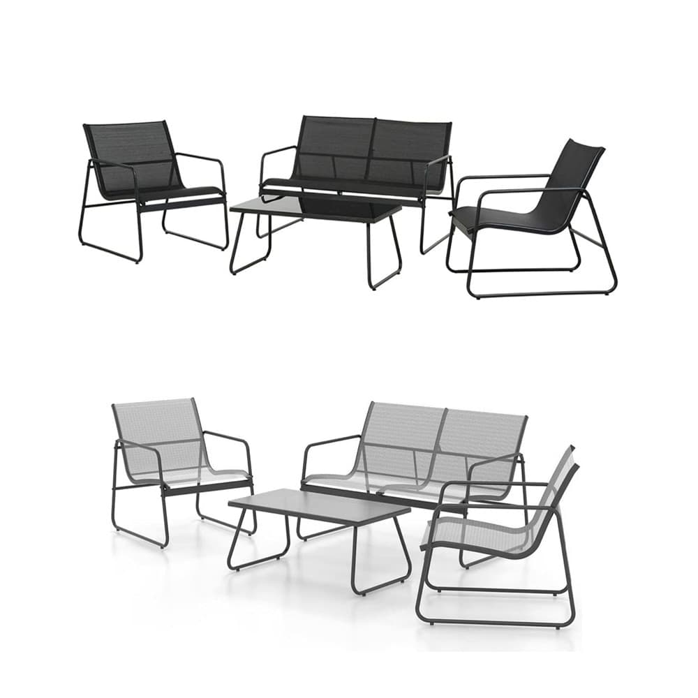 SET GIARDINO SALOTTO DA 4PZ DA ESTERNO CON DIVANO 2 POLTRONE TAVOLINO PER TERRAZZO VERANDA