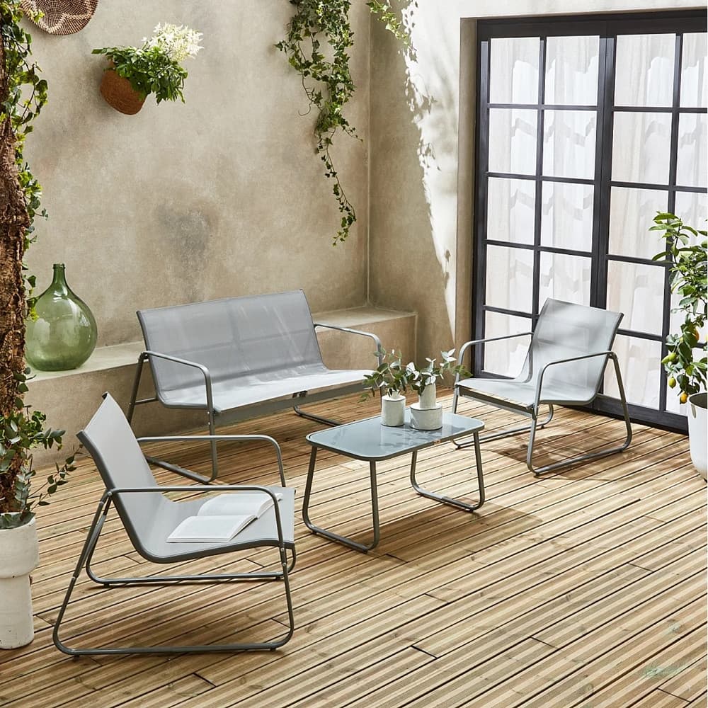 SET GIARDINO SALOTTO DA 4PZ DA ESTERNO CON DIVANO 2 POLTRONE TAVOLINO PER TERRAZZO VERANDA - 20