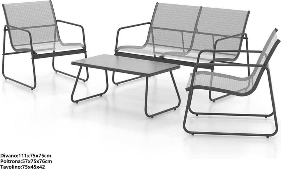 SET GIARDINO SALOTTO DA 4PZ DA ESTERNO CON DIVANO 2 POLTRONE TAVOLINO PER TERRAZZO VERANDA - 11
