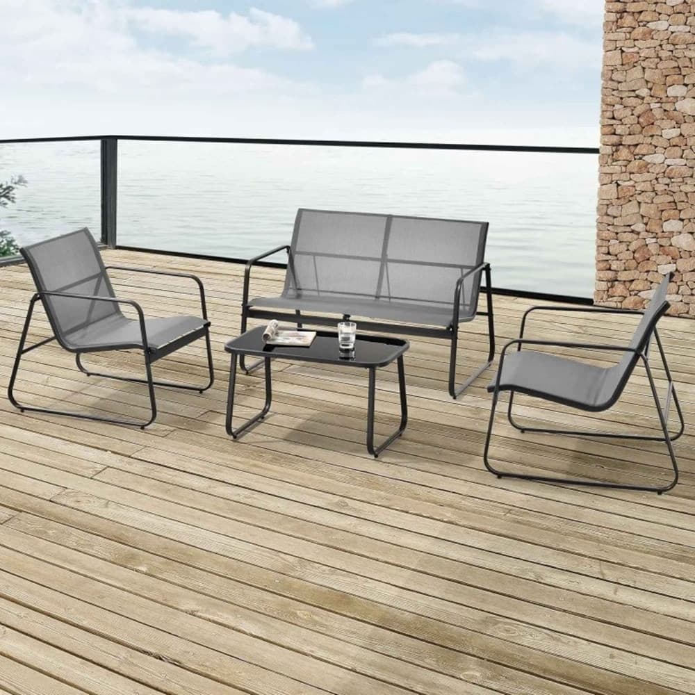 SET GIARDINO SALOTTO DA 4PZ DA ESTERNO CON DIVANO 2 POLTRONE TAVOLINO PER TERRAZZO VERANDA - 14