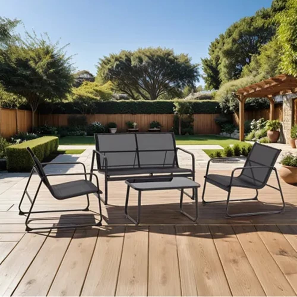 SET GIARDINO SALOTTO DA 4PZ DA ESTERNO CON DIVANO 2 POLTRONE TAVOLINO PER TERRAZZO VERANDA - 5