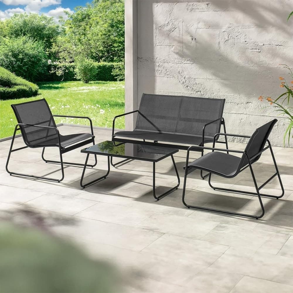 SET GIARDINO SALOTTO DA 4PZ DA ESTERNO CON DIVANO 2 POLTRONE TAVOLINO PER TERRAZZO VERANDA - 9