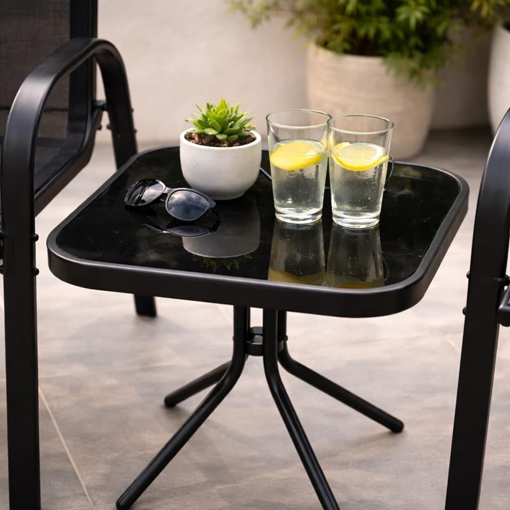 SET DA GIARDINO 3PZ POSITANO 2 SEDIE CON BRACCIOLI TAVOLINO CON PIANO VETRO GRIGIO 529020 - 4
