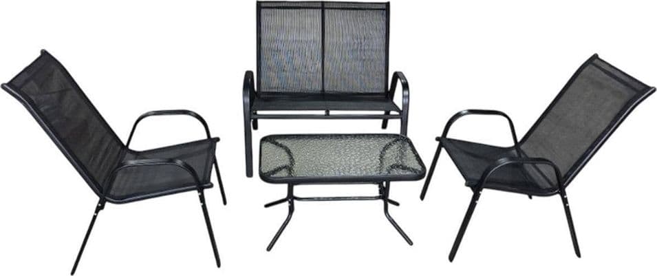 SET 4PZ DA GIARDINO SALOTTO CAPRI CON 2 SEDIE TAVOLINO CON PIANO VETRO DIVANO NERO 529013 - 2