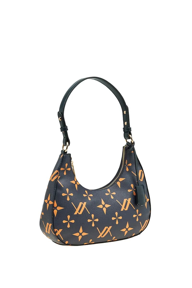 VERDE FASHION | Borsa a spalla mezzaluna trama logo - 5