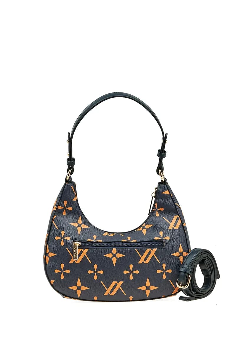 VERDE FASHION | Borsa a spalla mezzaluna trama logo - 2