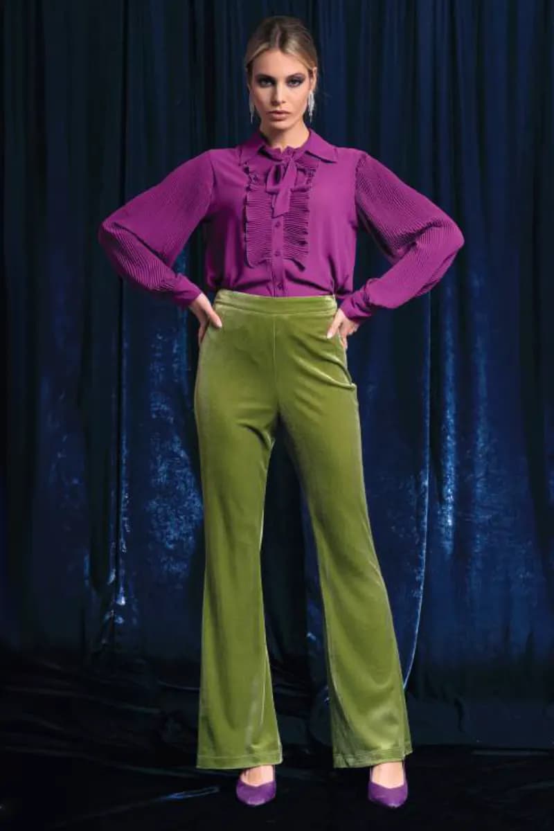 NUALY GLAMOUR | Pantalone a zampa in velluto