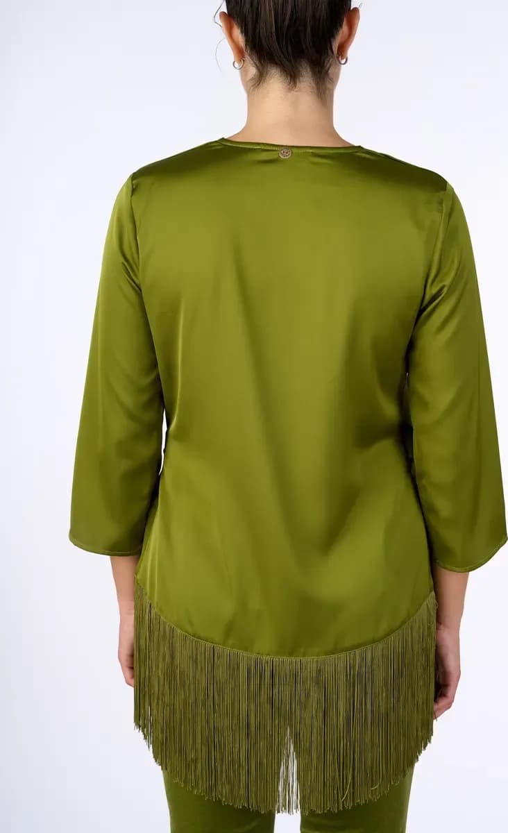 NUALY GLAMOUR | Blusa a portafoglio con frange - 3