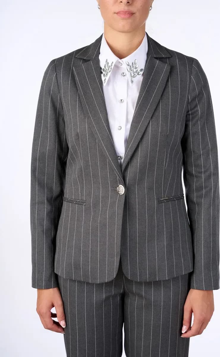 NUALY GLAMOUR | Giacca blazer gessato - 2
