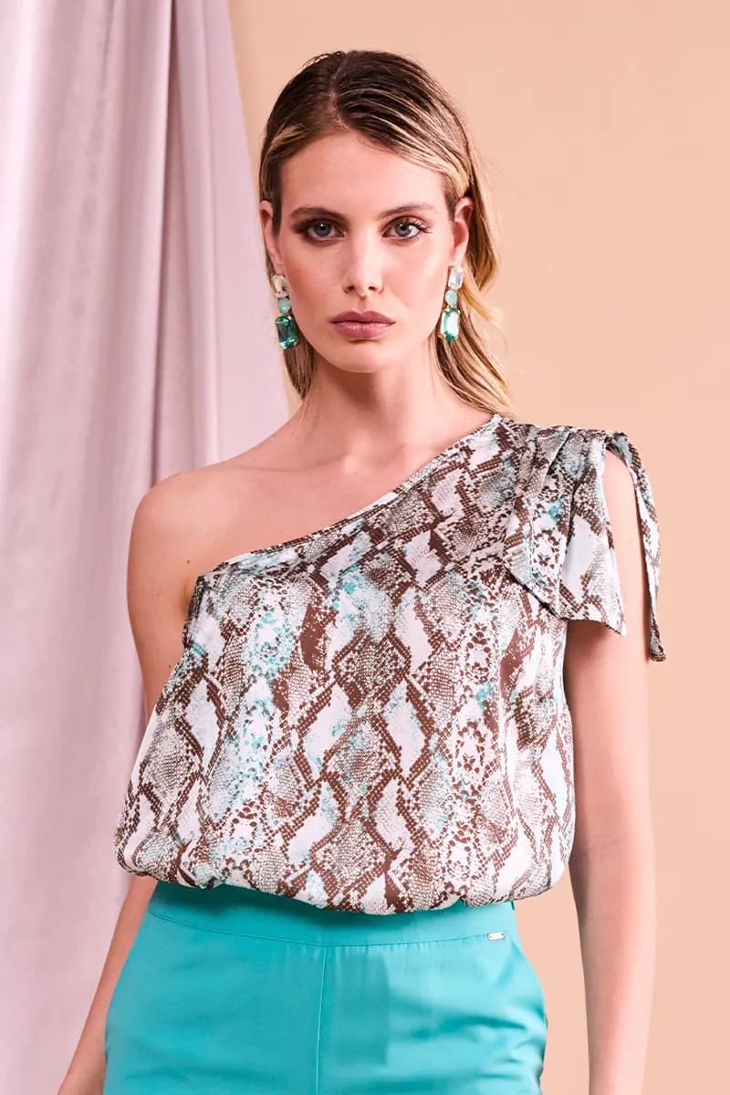 NUALY GLAMOUR | Top pitone monospalla - 4