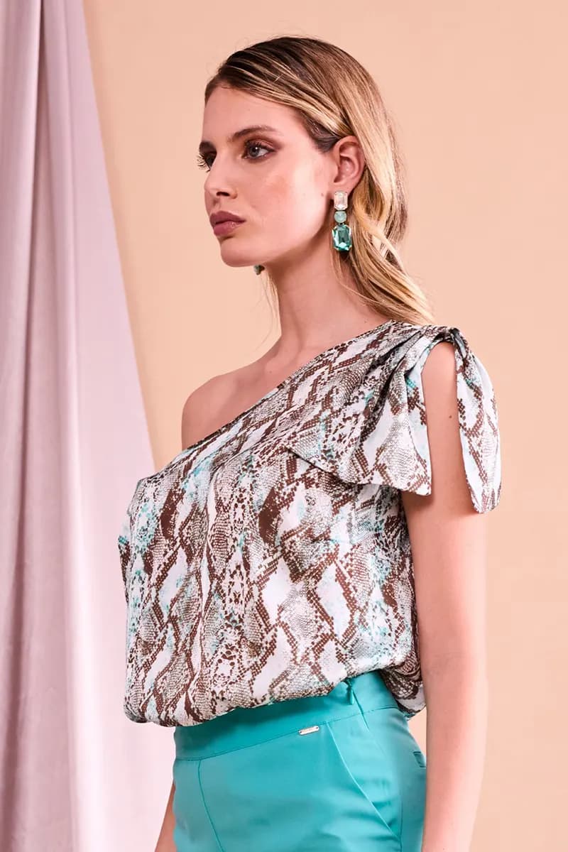 NUALY GLAMOUR | Top pitone monospalla - 3