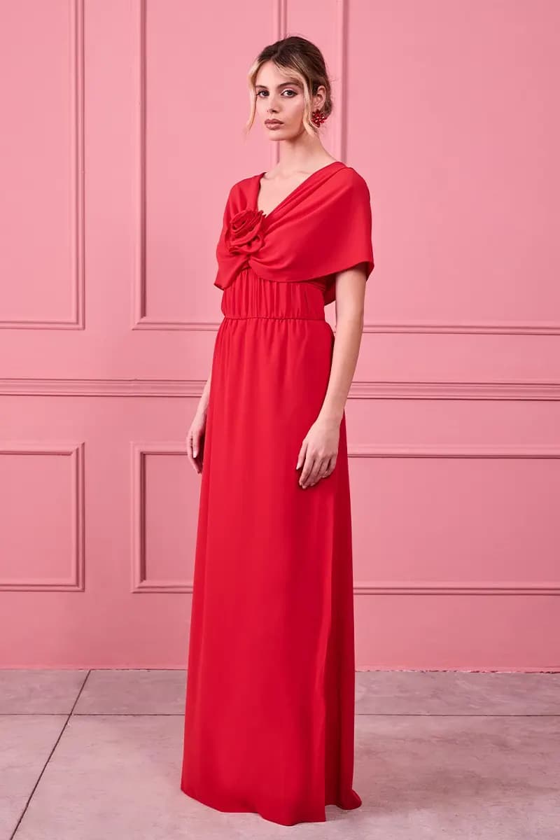 NUALY GLAMOUR | Abito lungo con rosa - 3