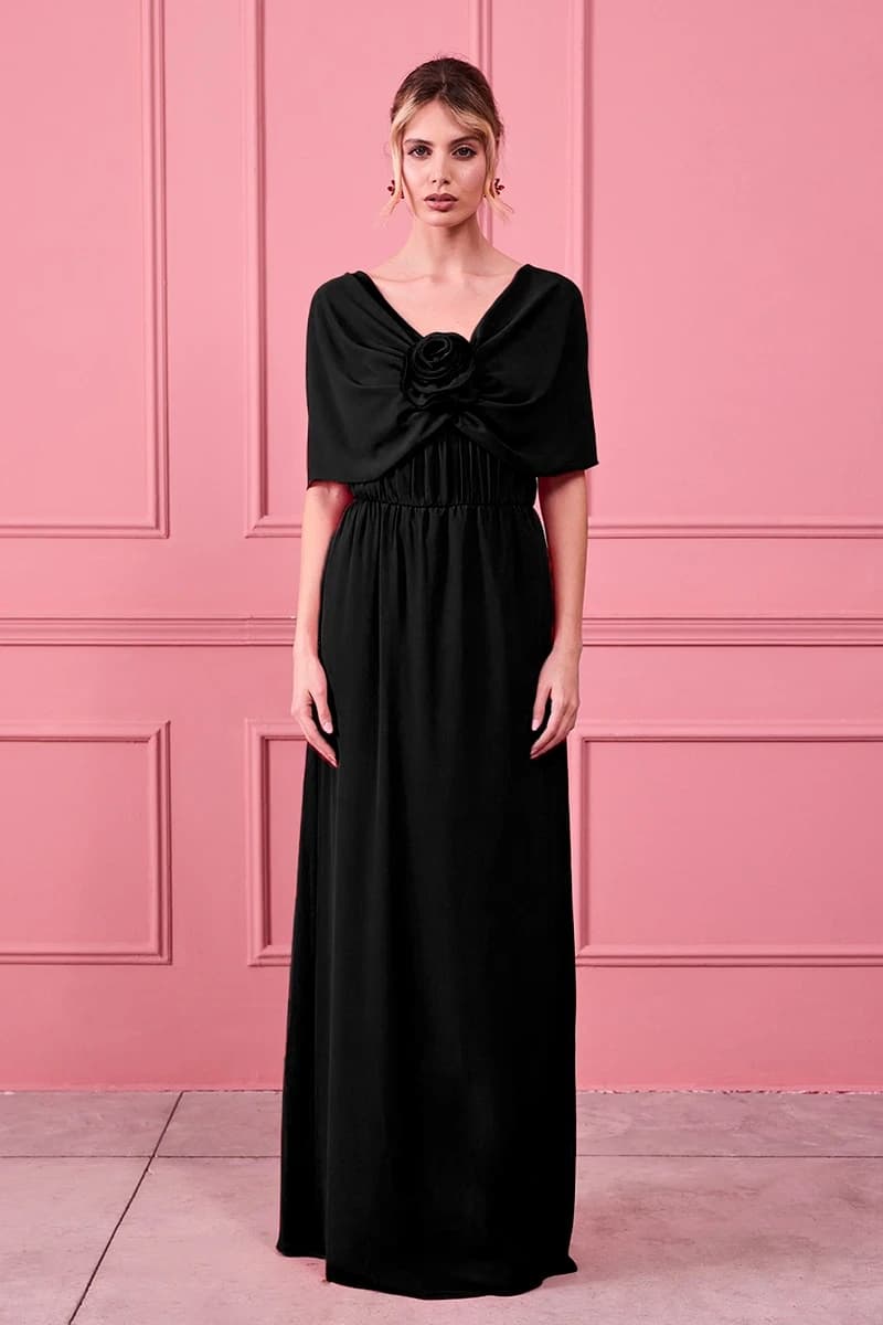 NUALY GLAMOUR | Abito lungo con rosa - 4