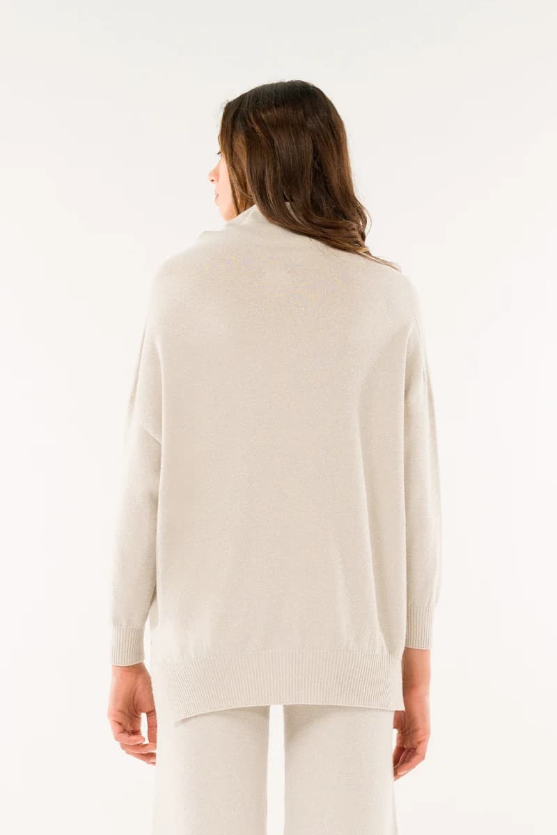 KONTATTO | Maglia collo alto spacchi lurex - 2