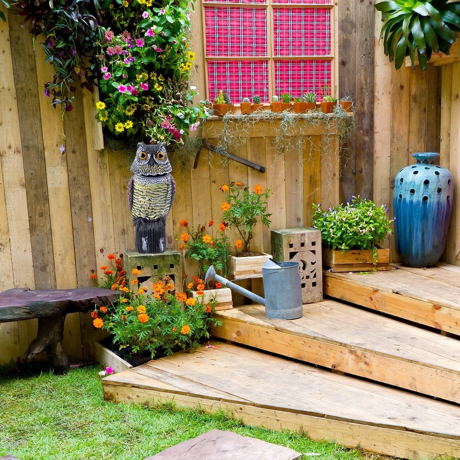 Spaventa passeri repellente per giardino e balcone Figura a forma di Gufo - 2