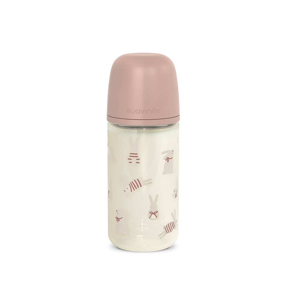 Biberon Suavinex Wonder 240ml in Vetro Flusso M – Coniglio Rosa