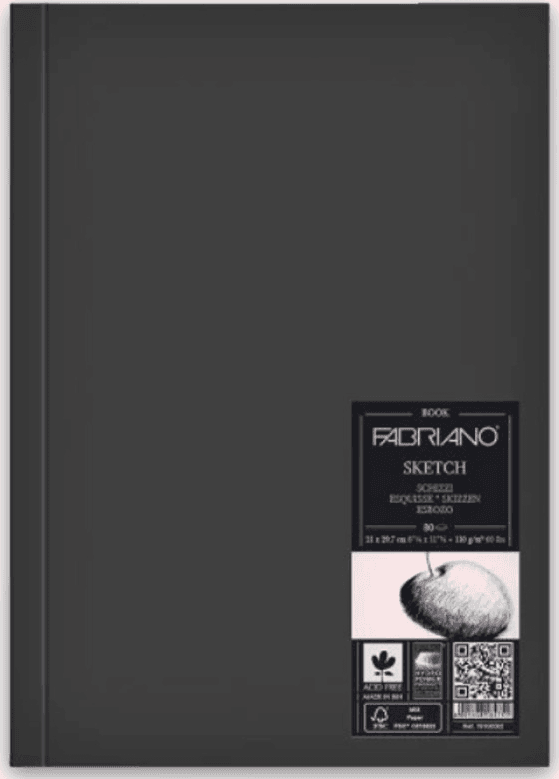 Fabriano - Sketch Book Verticale Cucito ritratto 14,8x21 Cm 110 Gr 80 Fogli Grana Naturale (19100001)