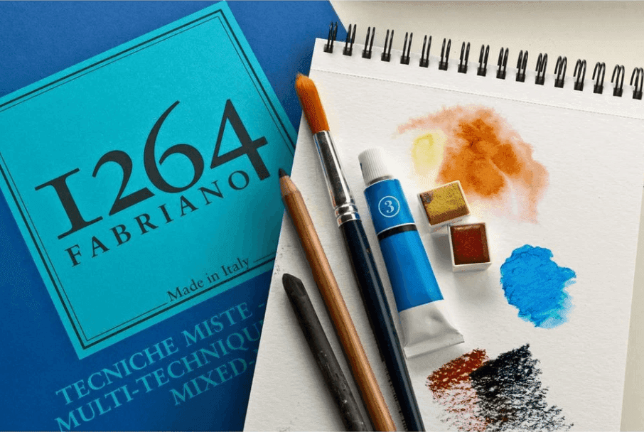 Fabriano - 1264 Tecniche Miste, Blocco spiralato, 30 fogli, cm 21x29.7- Grana Naturale, 300gr (19100643) - 2