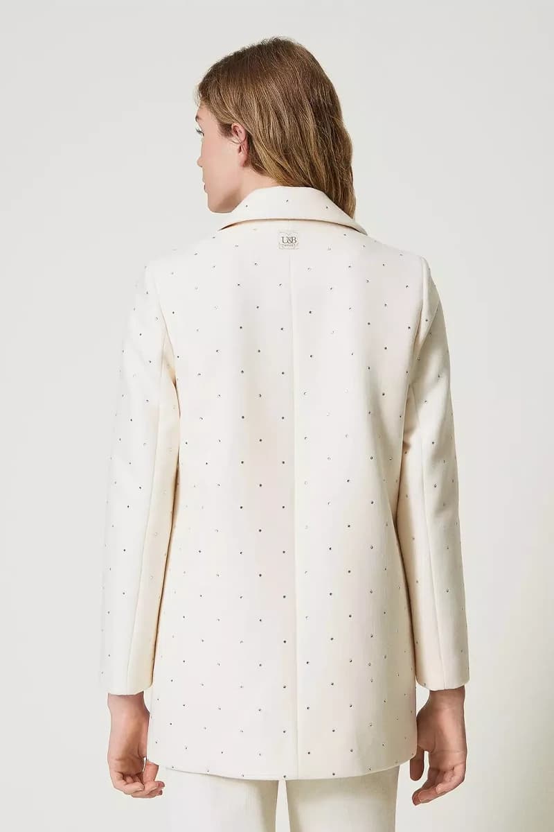 TWINSET | Cappotto caban in panno con strass - 2