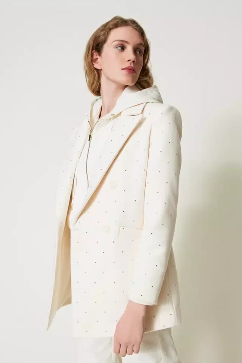 TWINSET | Cappotto caban in panno con strass - 3