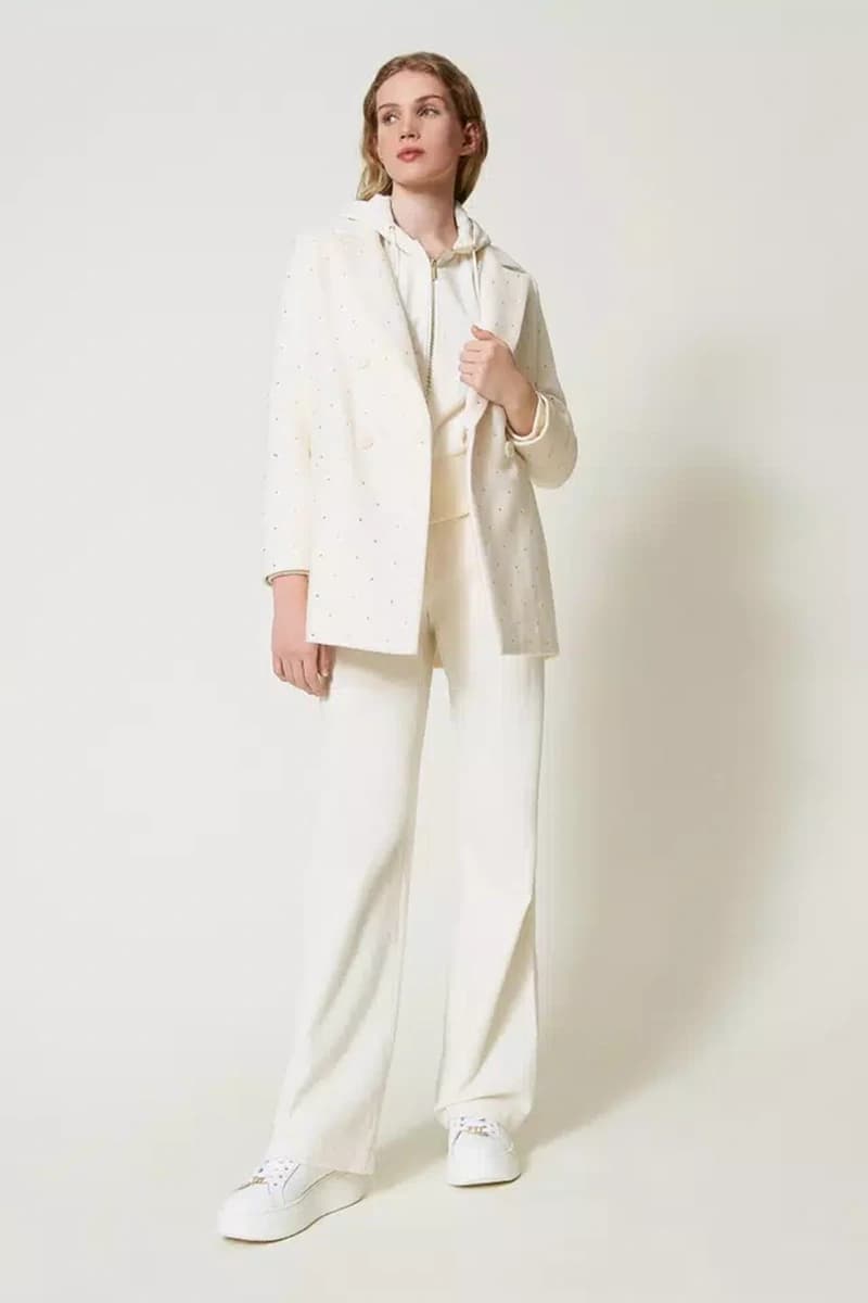 TWINSET | Cappotto caban in panno con strass - 5