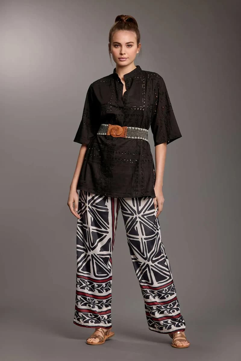 ICONIQUE | Pantalone palazzo fantasia geometrica - 2