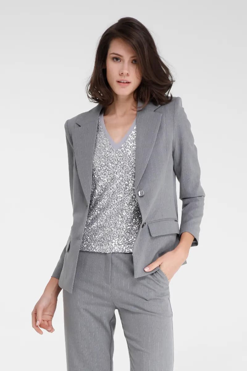 GOA GOA | Giacca blazer in tessuto gessato elasticizzato - 5